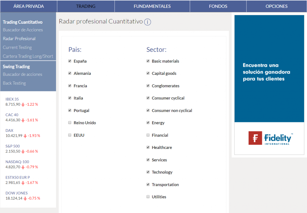 KAU+ Profesional - Trading cuantitativo - Excluir financial y utilities