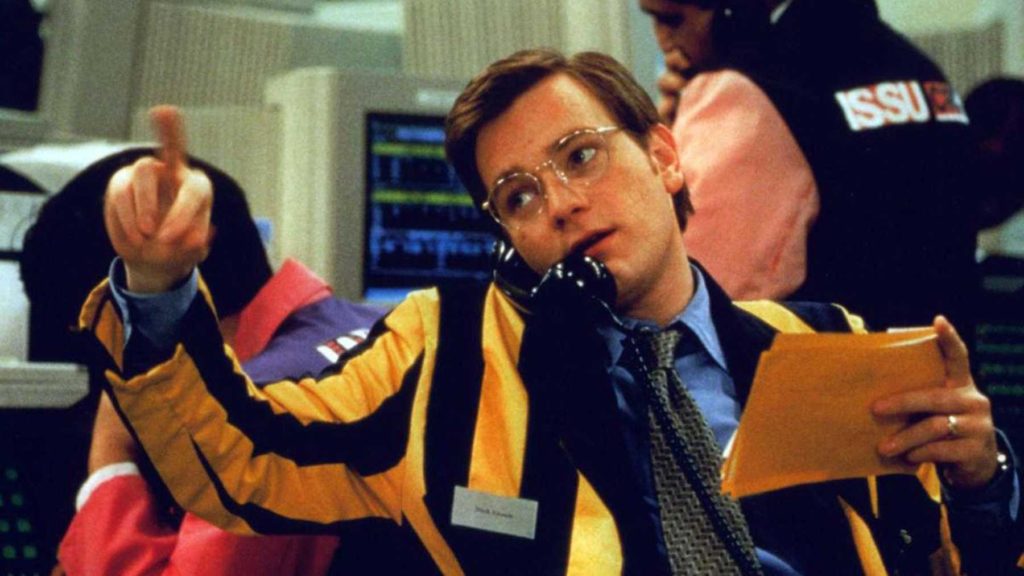 Nick Leeson (Ewan McGregor) trader.