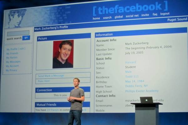 Mark Zuckerberg en la presentación de Thefacebook