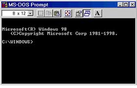 Ventana de ejecución de MS-DOS de Microsoft